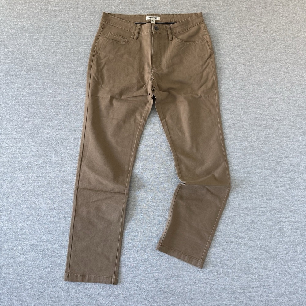 Goodthreads Mens Chino Pants Size 32W 31L Brown Cotton Slim Fit Stretch Jeans